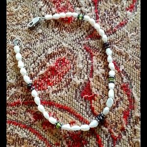 Freshwater Pearl's & Gemstones Sterling Silver Bracelet